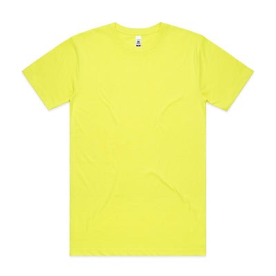 Neon yellow t-shirt with short sleeves and a crew neck.