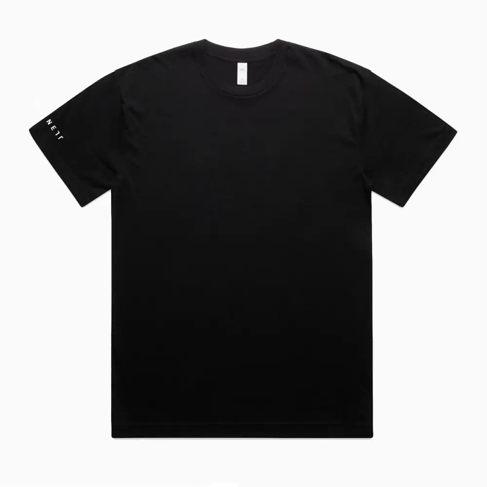 Black short-sleeved hike oversize tee with nett branding on left sleeve perfect for casual uniforms or workwear