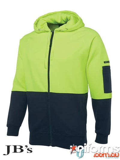 Two-tone hooded work jacket from HiVis Fleecy Hoodie collection, perfect fleecy hoodie