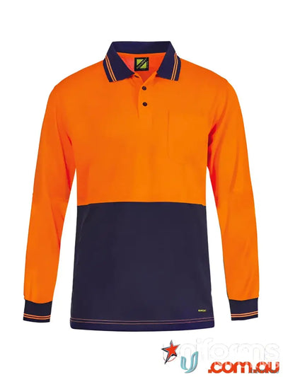HiVis Lightweight LS Polo with double stripe cuffs, perfect workwear or uniforms