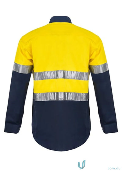 Two-tone high-visibility work shirt with 3M tape for safety and durability