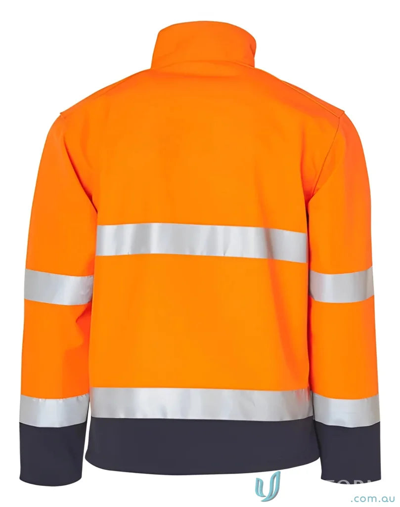 Orange and navy HiVis Softshell Jacket with 3M Tape, perfect for winning spirit, Spirit SW29 Hi-Vis