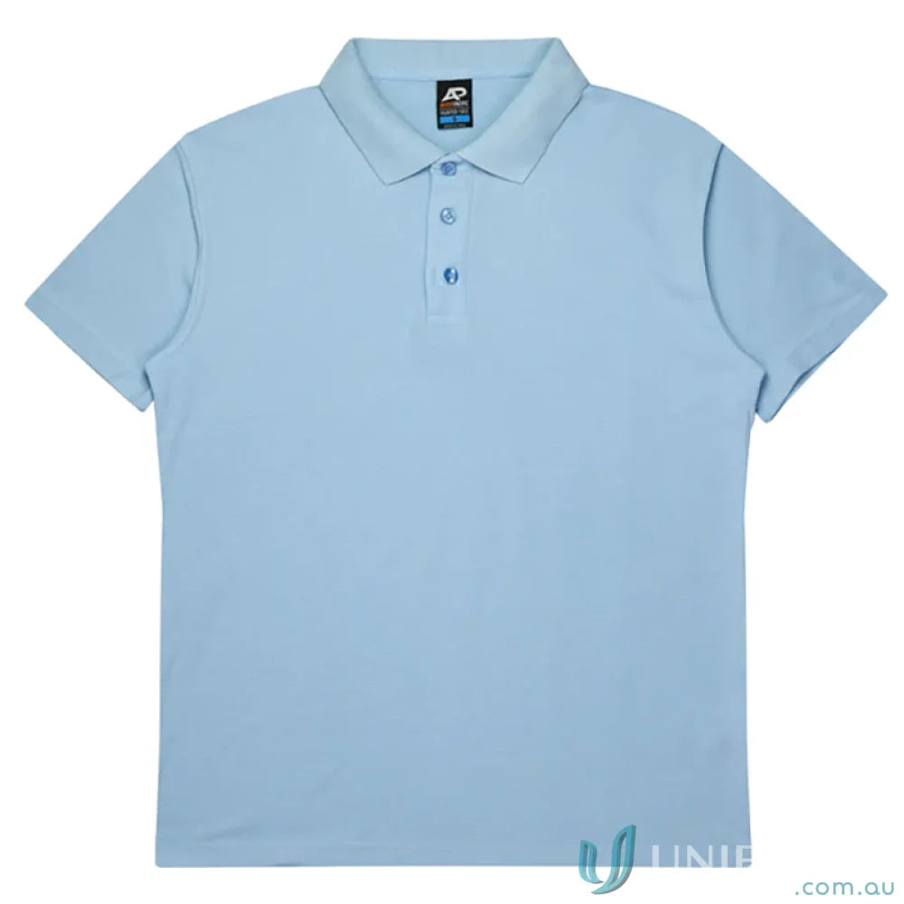 Light blue Hunter Polo shirt in pique knit, perfect for uniforms and casual wear