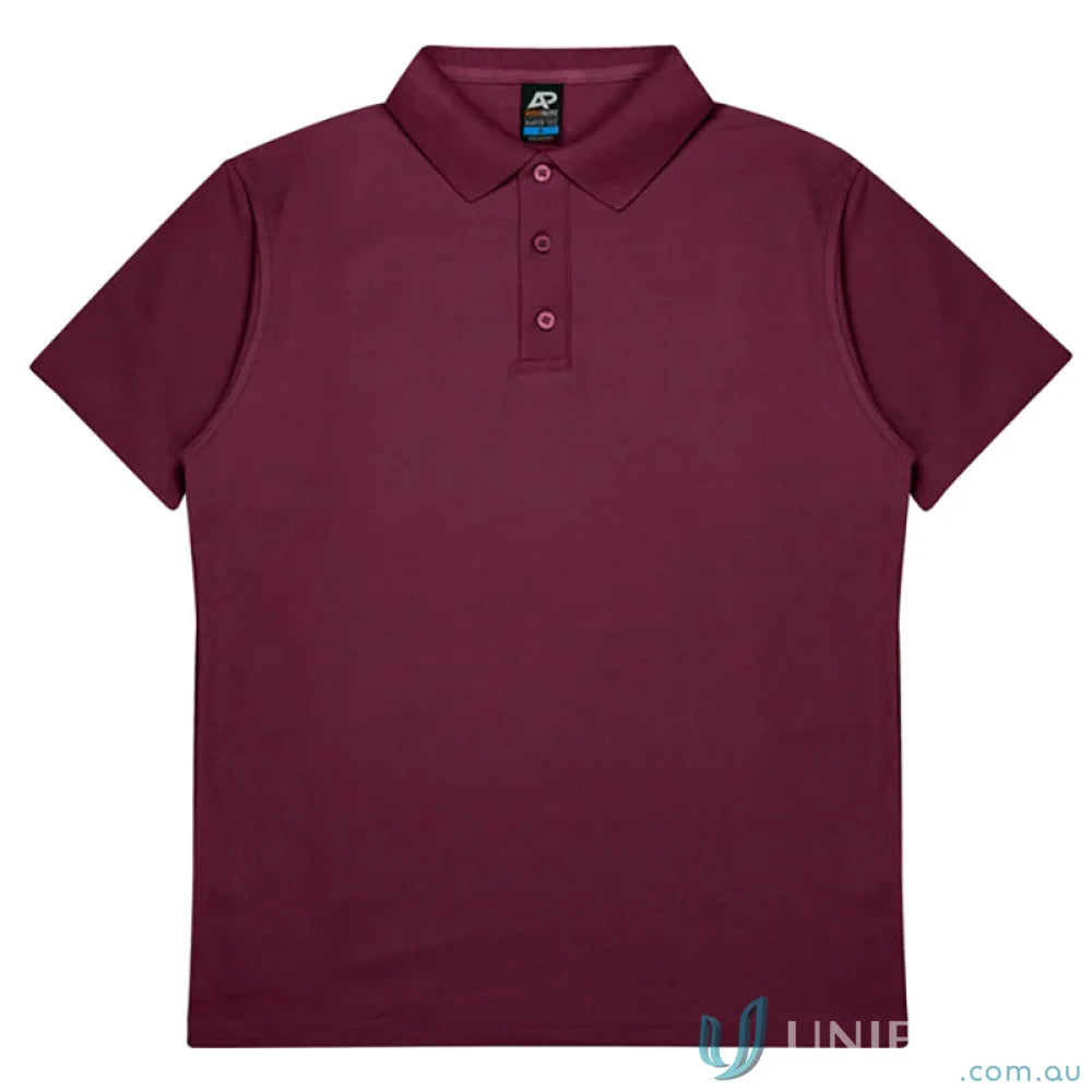 Hunter Polo in dark red pique knit, perfect for uniforms and casual wear