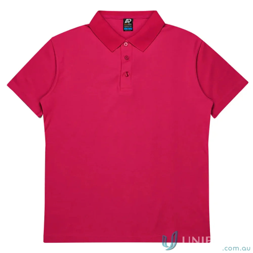 Hunter Polo in vibrant magenta with pique knit, perfect for uniforms