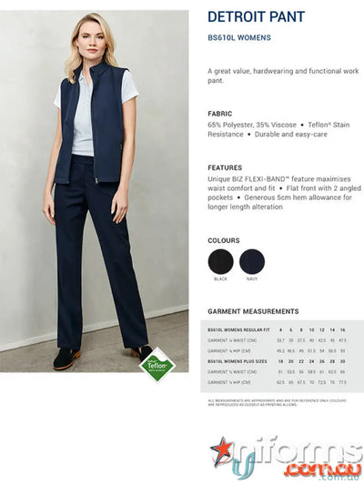 Women’s work pants IOP Ladies Flexi Band Pant featuring biz flexi-band™ for comfort