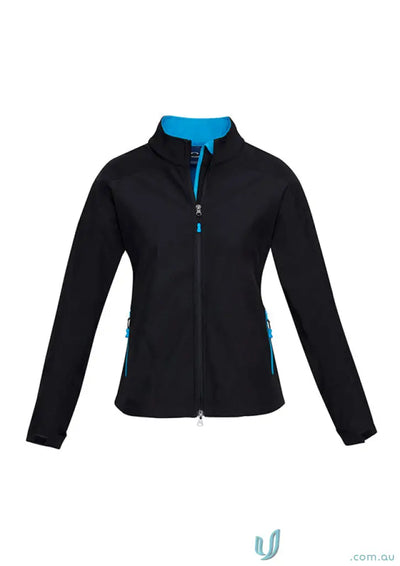 Black softshell jacket with blue accents from ISS Ladies Softshell Jacket for workwear