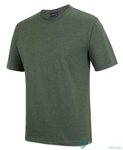 Dark green heathered JBs Adult 1HT Green Tee with classic fit and ribbed crew neck