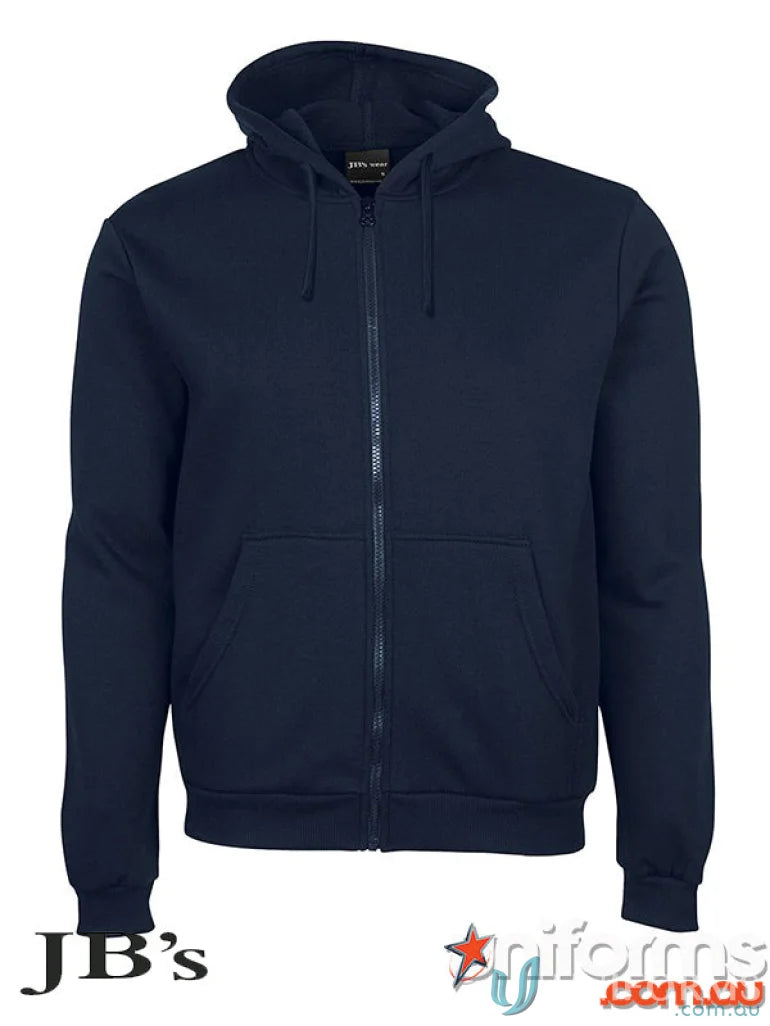 Navy blue JBs Adults Zip Hoodie in urban fit, perfect for casual style