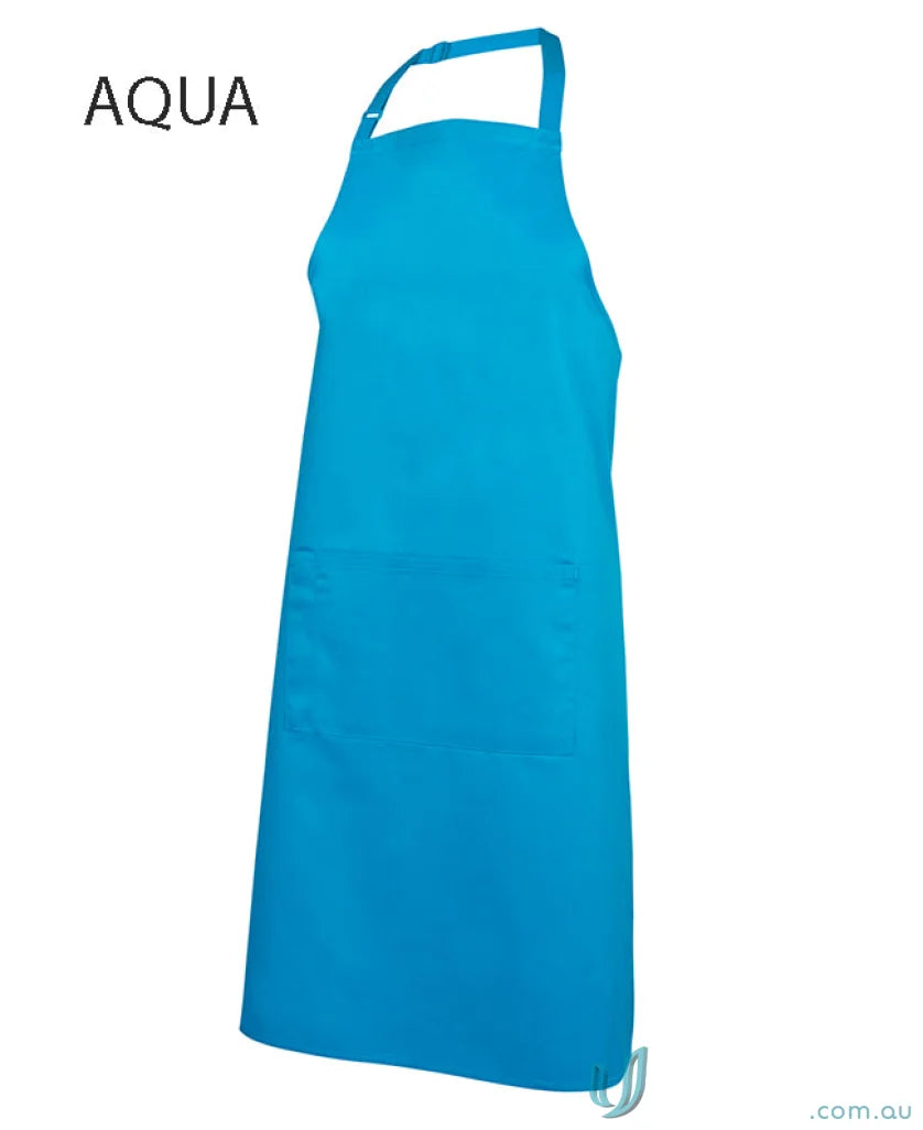 Aqua-colored JB’s Bib Apron with pocket, herringbone waist strap and neck strap
