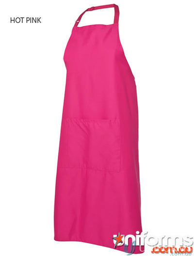 Bright hot pink apron with herringbone waist strap and neck strap for stylish protection
