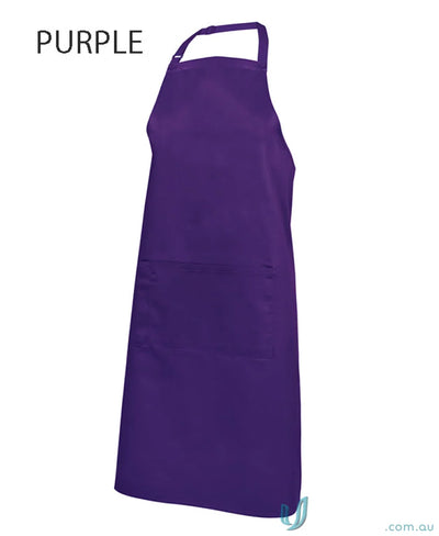 Purple apron with herringbone waist strap and neck strap for stylish cooking