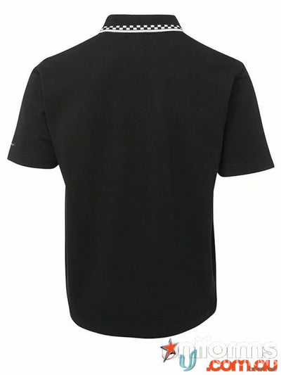 Black JBs Chef Polo with checkered collar in 210gsm double pique knit fabric