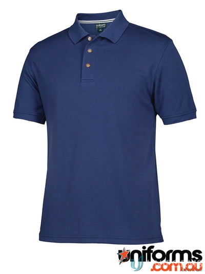 Navy blue cotton ottoman polo shirt made from premium comfort Ottoman knit fabric