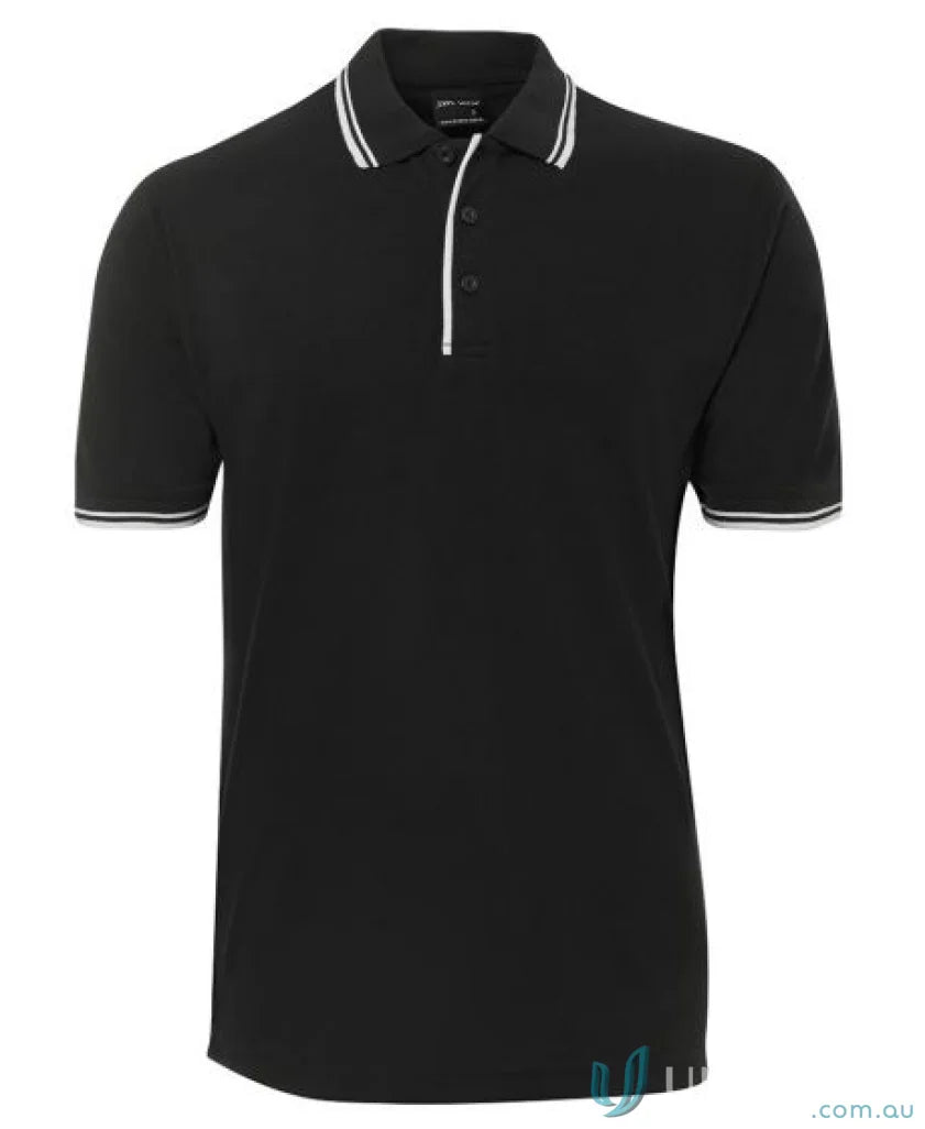 JBs Contrast Polo in pique knit fabric with sun protection and black with white trim