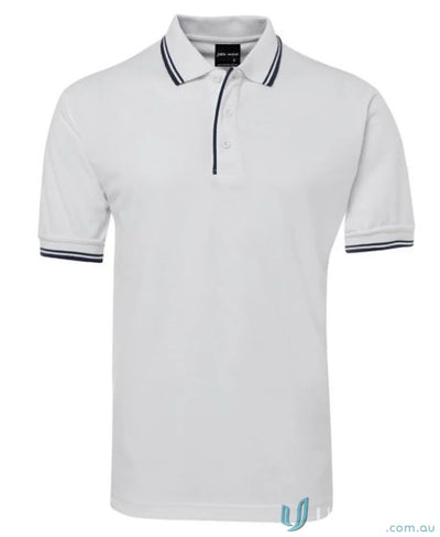White JBs Contrast Polo shirt in pique knit fabric with sun protection features