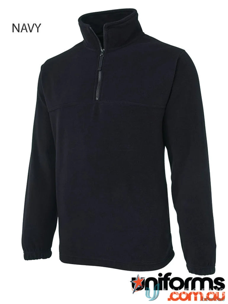 Navy quarter-zip fleece pullover, stylish zip polar jumper for staying warm half zip