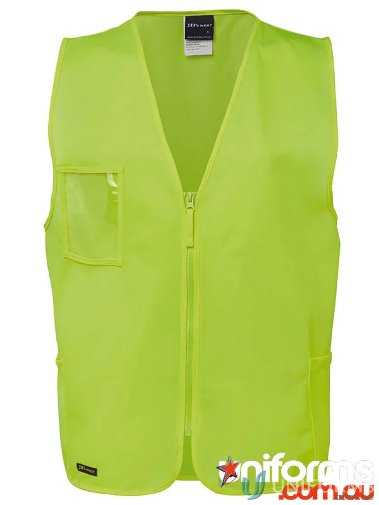 High-visibility yellow safety vest for extra large workwear and uniforms from JBs Hi Vis Zip Safety Vest