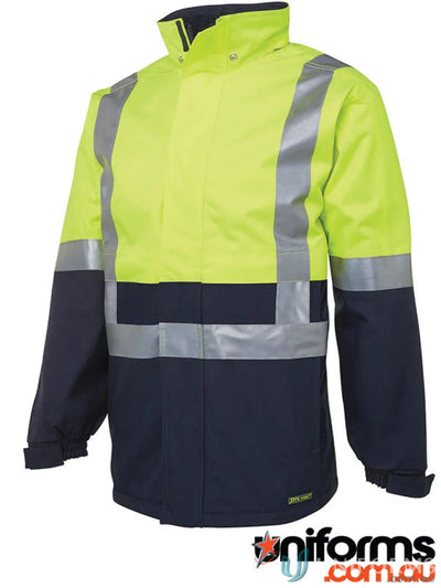 Two-tone high-visibility work jacket with zip closure and secure storage from JBS HiVis