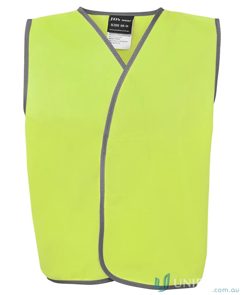 Neon yellow safety vest from JBs Kids Hi Vis Safety Vest meets Australian standards workwear