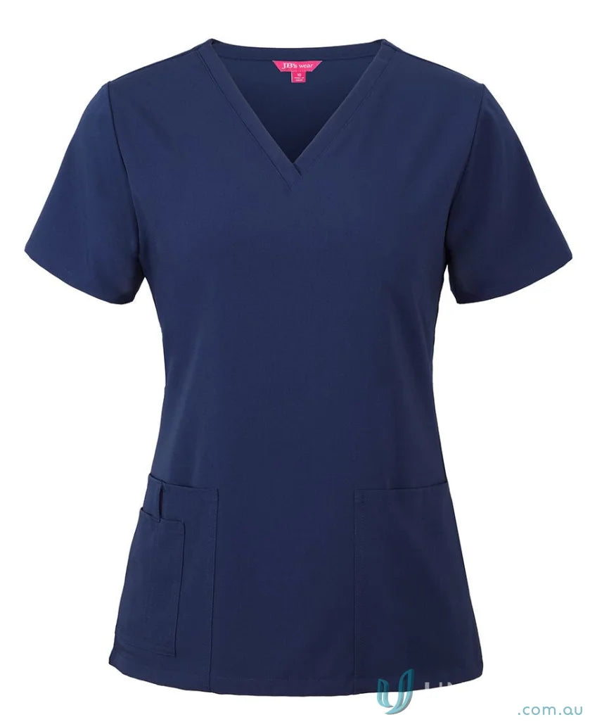 JB’S Ladies urban fit navy blue scrub top with waist dart and multiple pockets