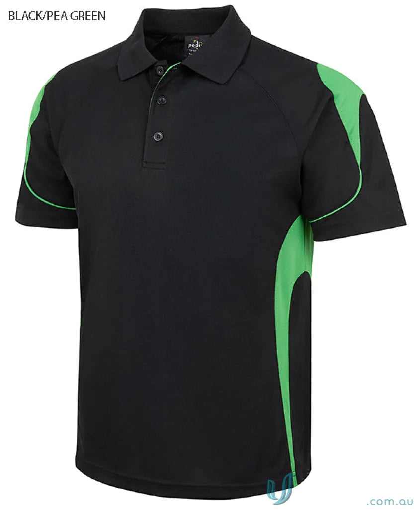 Black and pea green JBs Ladies Podium Bell Polo shirt with comfortable fit