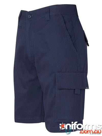 Navy blue cargo shorts from JBs Mercerised Cargo Short, great for uniforms or workwear