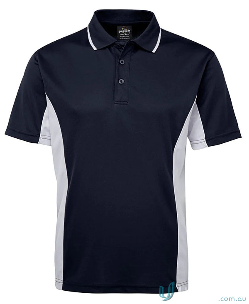 Kids contrast polo shirt in navy and white from JBs Podium Kids collection