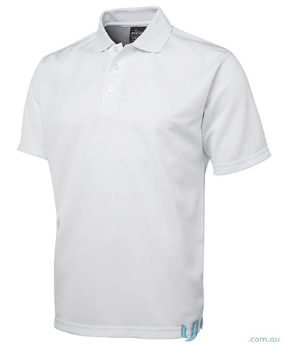 White short-sleeved polo shirt from JBs Podium Poly with micro snagging knit and classic fit