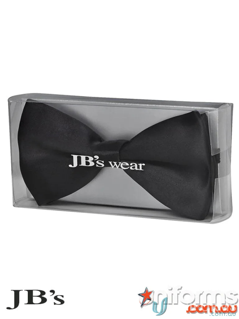 Black bow tie in clear packaging for uniforms and workwear from JBs Waiting Bow Tie