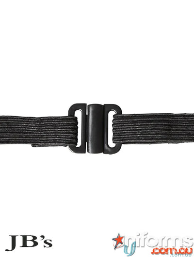 Black elastic strap with plastic buckle for JBs Waiting Bow Tie, perfect for uniforms and workwear
