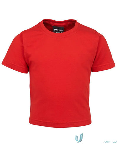 Red short-sleeved JBs Wear Infant Tee with elastane crew neck and UPF protection