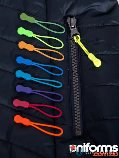 KENNARDS Zippies padded jacket with colorful zipper pulls perfect for workwear and uniforms