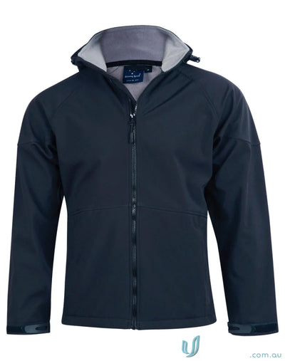 Kids Aspen Softshell Hooded Jacket in Navy Blue for Spirit Kids jk33k softshell hood jacket