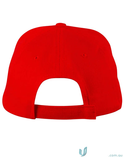 Red kids brushed cotton cap from Winning Spirit with heavy brushed cotton material