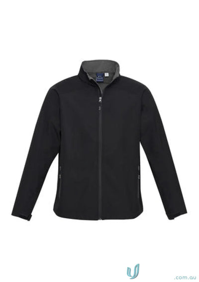 Kids Geneva Softshell Jacket with a black zip-up style, perfect for outdoor activities