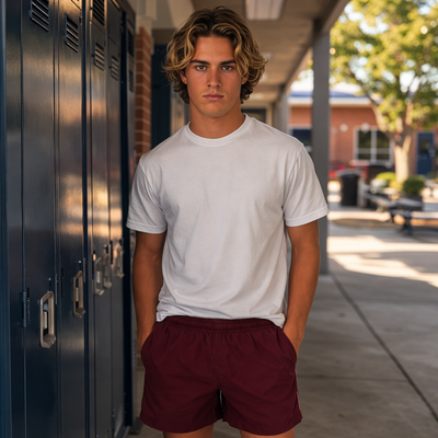 White cotton t-shirt with kids microfibre sport shorts vibe