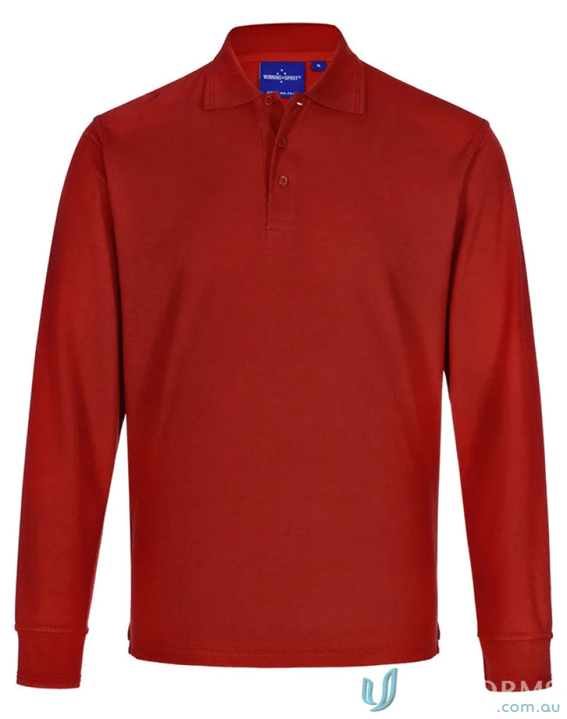 Kids traditional poly red long sleeve polo shirt from Kids Pique LS Polo collection