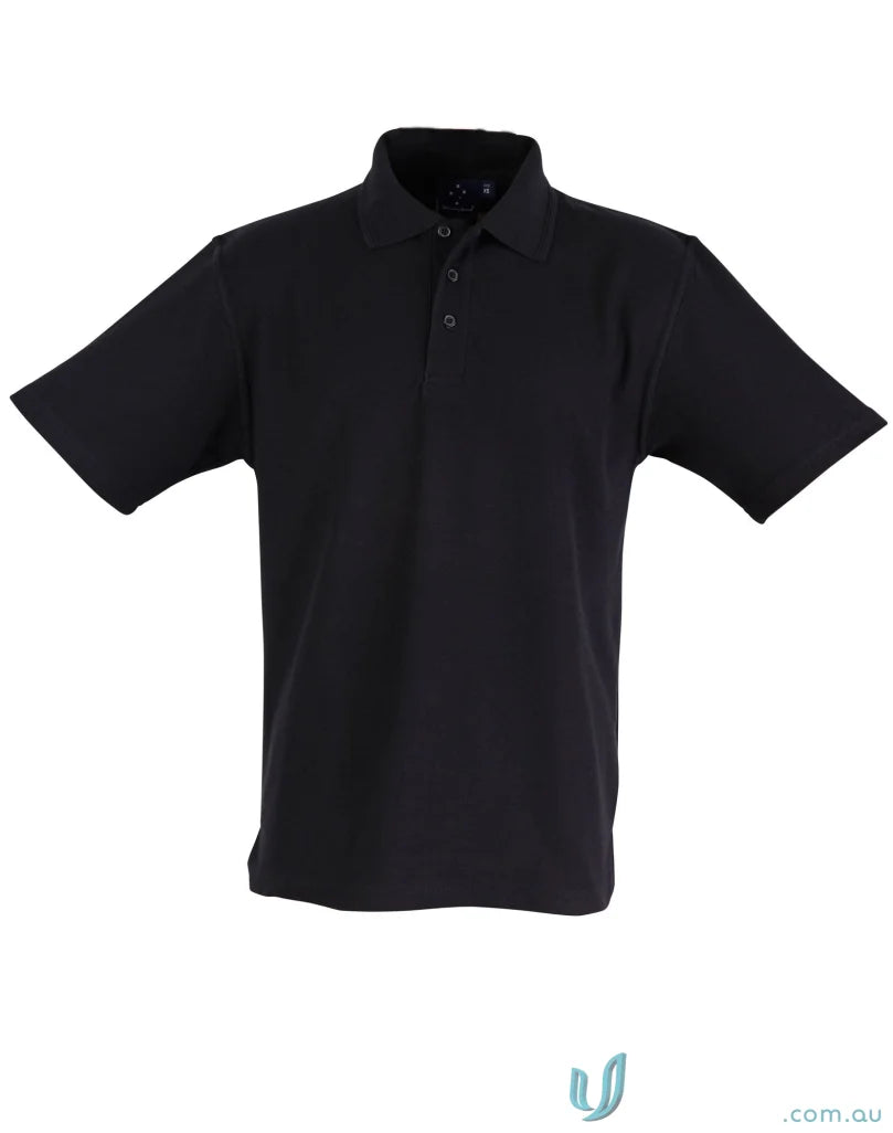 Kids Pique SS Polo in black premium kids polo made from poly-cotton pique knit