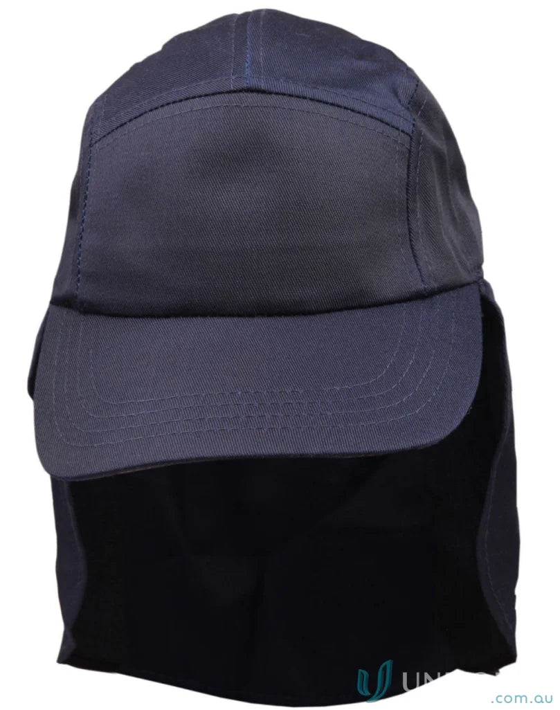 Kids poly cotton sun protection cap in navy blue for outdoor adventures