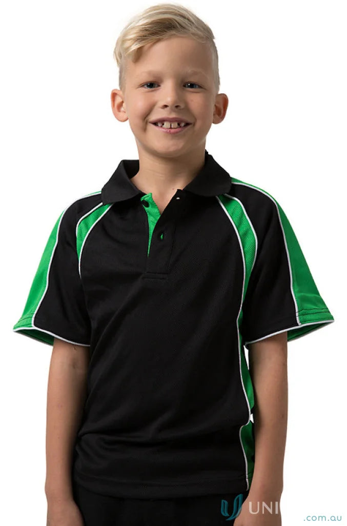 Boy wearing Kids Rozella Polo with cooldry moisture management technology
