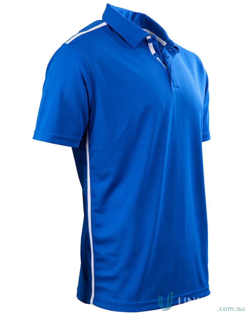 Kids Staten Rapid polo shirt with blue color and white contrast stripes for boys