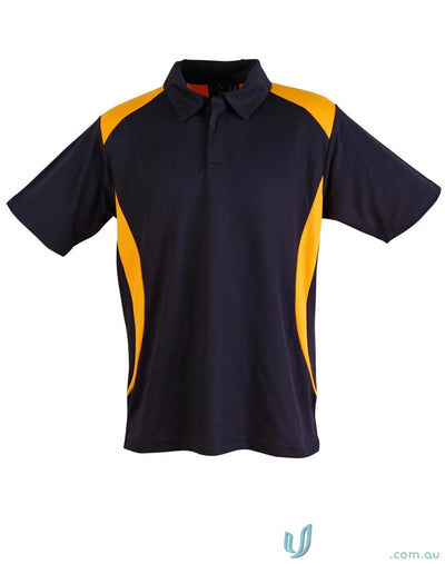 Kids TrueDry Winner contrast short sleeve polo with dark blue and yellow side accents
