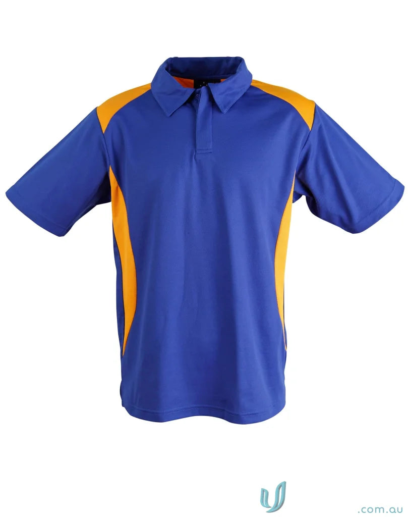 Kids TrueDry Winner contrast short sleeve polo with royal blue and orange accents