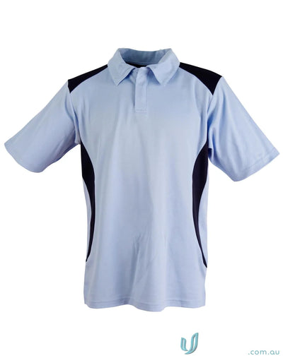 Kids TrueDry Winner contrast short sleeve polo with light blue and black panels