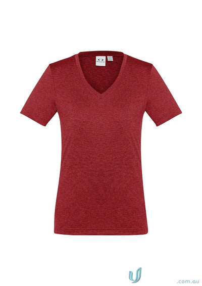 Red V-neck t-shirt from Ladies Aero Tee for Biz Collection Ladies quality work uniforms