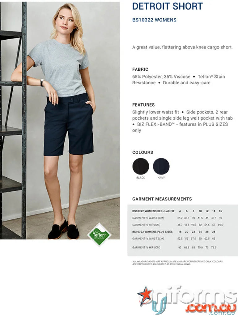Womens navy Ladies Detroit Shorts from Biz Collection Womens lineup perfect for summer