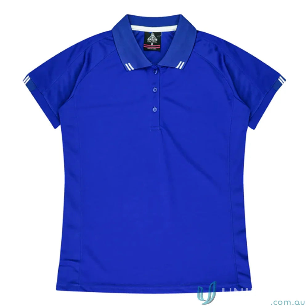 Blue polo shirt from Ladies Flinders Polo, perfect for work uniforms or casual workwear