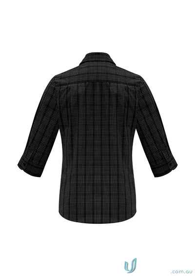 Black and gray plaid lady harper long sleeve shirt from Biz Collection Ladies s820lt