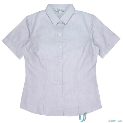 Ladies Henley 3qtr shirt with stylish striped short-sleeved button-down design